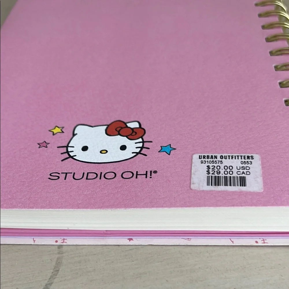 Hello Kitty Pink Spiral Notebook with Gold Accents